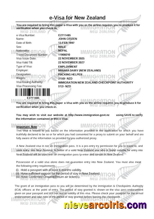 New Zealand e-visa, version 2